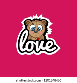 cute teddy bear with word love. cute label. designed for valentine day