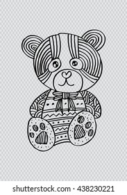 Cute  teddy bear. Zentangle style.