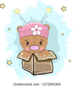 A cute Teddy bear.cartoon hand drawn vector illustration. Can be used for baby t-shirt printing, fashion print design, children wear, baby shower celebration greeting and invitation card.