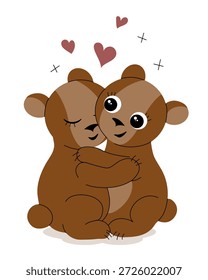 Ursos de pelúcia bonito abraçando ilustração amor dos namorados abraçar Brown Terracotta Art