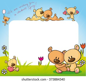 cute teddy bears in love design - vector illustration