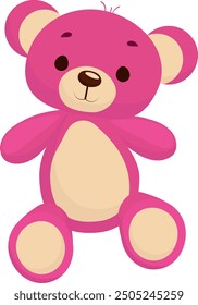 Lindos osos de peluche en color rosa. Ilustración vectorial	