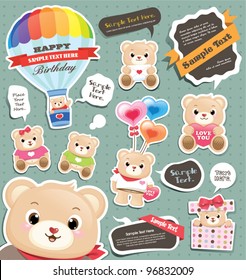 cute teddy bears and speech bubbles templates