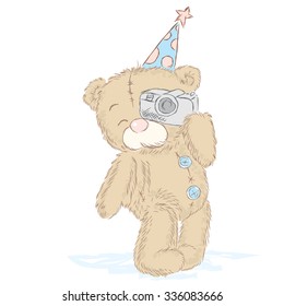 Cute teddy bears vector.Celebration. A party. Vector illustration for greeting card, poster, or print on clothes.