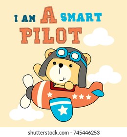 A Cute Teddy Cartoon Pilot