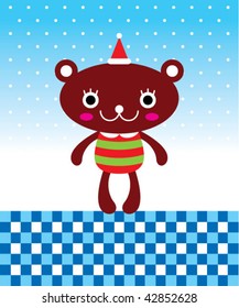 cute teddy christmas greeting card