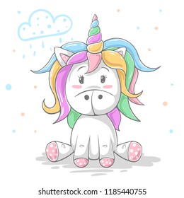 Cute teddy color unicorn. Cool illustration. Vector eps 10