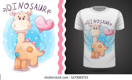 Cute teddy dino with air balloon