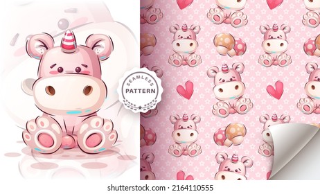 Cute teddy dog - seamless pattern