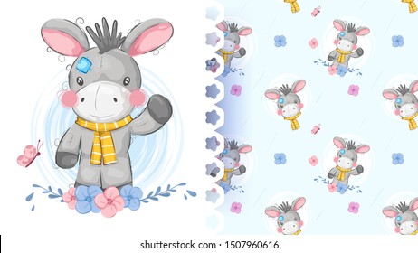 Cute teddy donkey with pattern