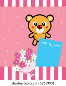 cute teddy flower tag