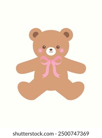 Cute teddy isolated. Vector illustration.