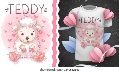 Cute teddy lamd - idea for print t-shirt