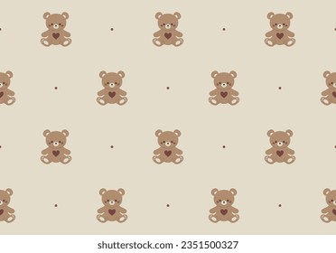 Cute teddy seamless pattern design. Vintage style. Vector illustration.