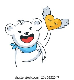 Cute Teddy, das Herz sendet, flacher Aufkleber 