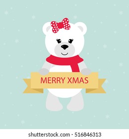 cute teddy with a sign vector