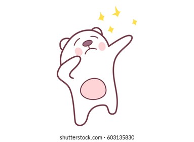 Cute Teddy Sticker with cute expressions. Vector illustration. Isolated on white background.