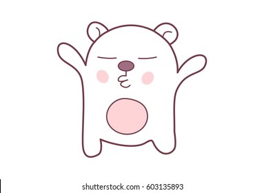 Cute Teddy Sticker with cute expressions. Vector illustration. Isolated on white background.
