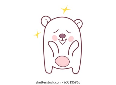 Cute Teddy Sticker with cute expressions. Vector illustration. Isolated on white background.