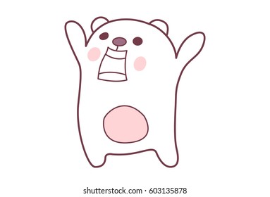 Cute Teddy Sticker yelling. Vector illustration. Isolated on white background.