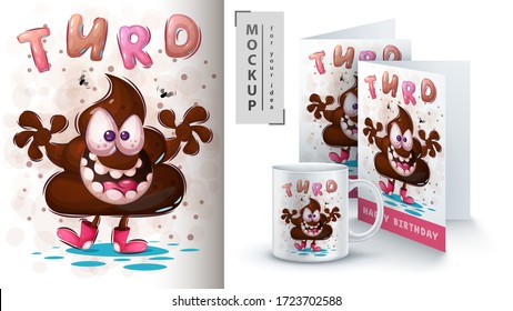 Cute teddy turd - poster and merchandising. Vector eps 10