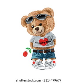 Cute teddy valentine's day,Graphic design print t-shirts fashion,vector,poster,card