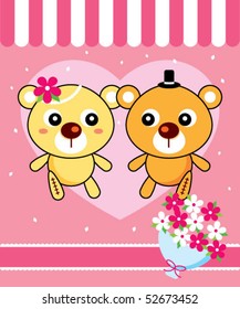 cute teddy wedding greeting tag