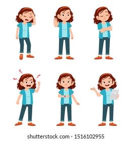 Cute Teen Gesture Many Expression Set Bundle