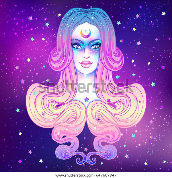 Cute Teen Girl Galaxy Make Dyed Royalty Free Stock Image