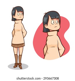 Cute Teenage Girl Cartoon Illustration 