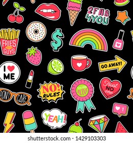 Set Girl Fashion Patches Cute Cartoon Stock Vector (Royalty Free) 690347332