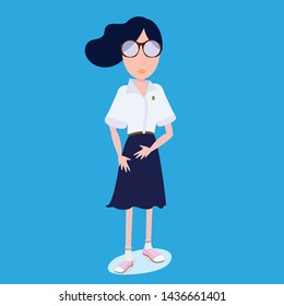 Cute teenage thai girl student with nerdy style glasses  ready to go back to University