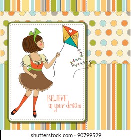 cute teens who are playing with a kite