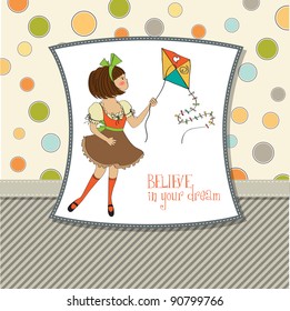 cute teens who are playing with a kite