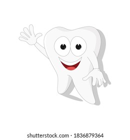 cute teeth cartoon, simple vector illustration