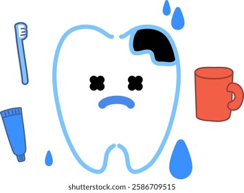 Cute Teeth Character. It is an image of a cavity.