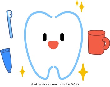 Cute Teeth Character. It is an image of keeping healthy teeth.