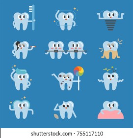 cute teeth characters. vector illustration flat design.