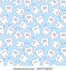 Cute teeth dentist cartoon seamless pattern background