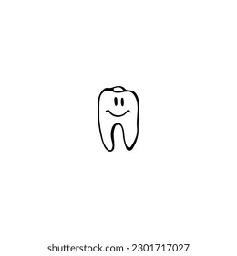 cute teeth doodle vector illustration