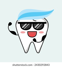 cute teeth mascot vector design illustration. Suitabale for t-shirt, mug, sticker, etc. Eps 10