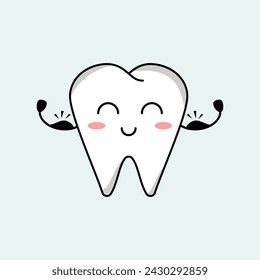 cute teeth mascot vector design illustration. Suitabale for t-shirt, mug, sticker, etc. Eps 10