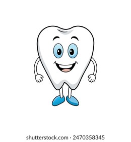 Cute Teeth Mascote Logo For Dentist Isolated On White Background