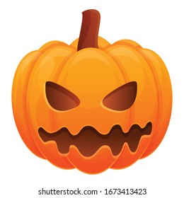 Cute teeth pumpkin icon. Cartoon of cute teeth pumpkin vector icon for web design isolated on white background