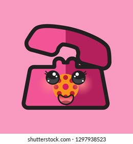 cute "telephone" cartoon images with a funny expression, isolated with solid colored background.