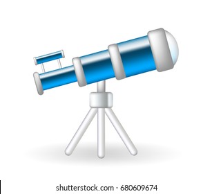 Cute Telescope Icon on White Background . Isolated Vector Illustration 