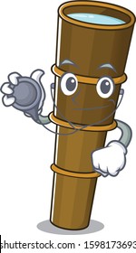 Cute telescope Scroll cartoon character in a Doctor with tools