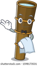 Cute telescope Scroll Character stand as a Waiter look