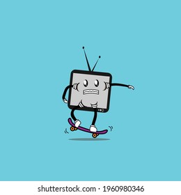 cute television cartoon mascot vector