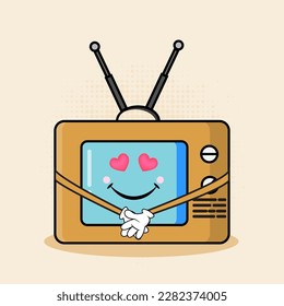 Cute Television Character Vector Illustration, A cute television character with playful expressions, suitable for various design projects